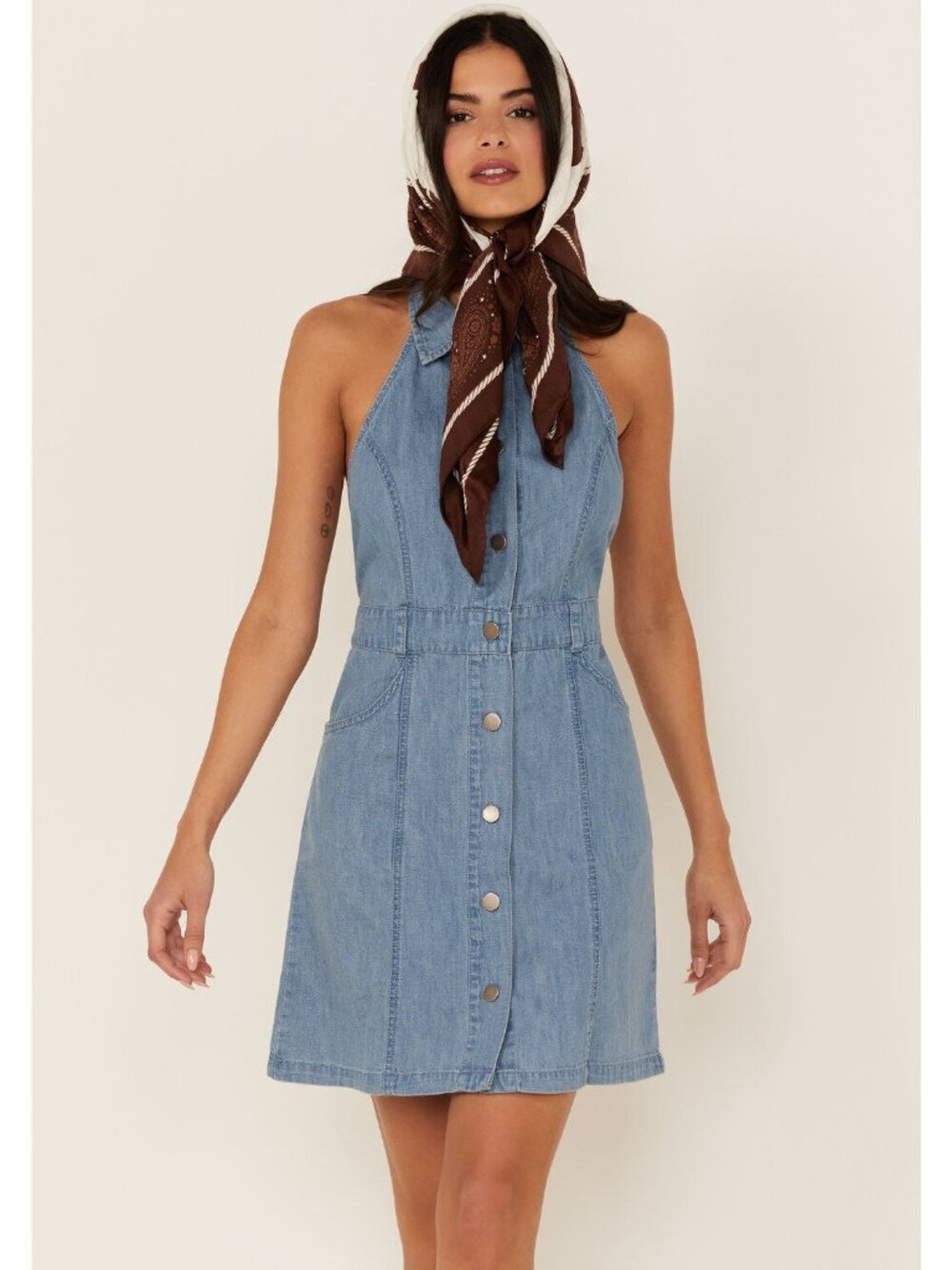 Free People Denim Halter Dress